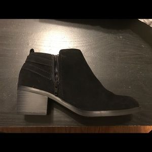 Black suede zipper booties